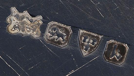 A cased set of four silver The Royal Artillery menu holders, by A. Wilcox, Height 39mm. Weight: 2.6oz/81grms